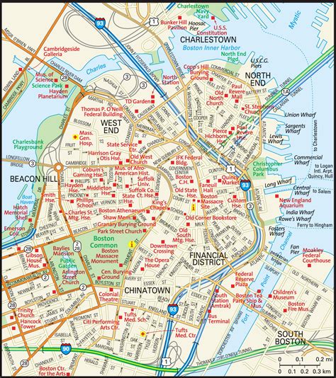 detailed map of downtown boston.